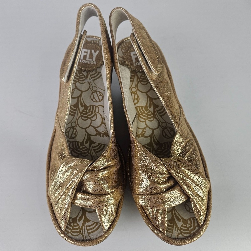 Fly London Yakin Women's Gold Slingback Heels size 41/9 - Picture 4 of 8